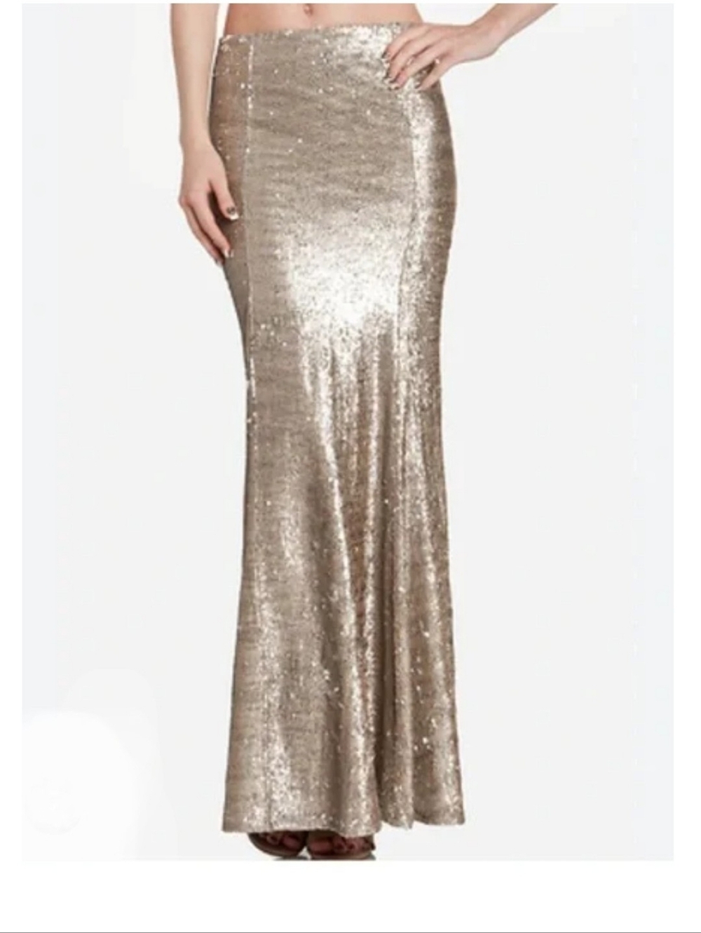 Line & Dot Goldie Silver Sequin Mermaid Tulip Maxi Skirt size Medium - Picture 4 of 16